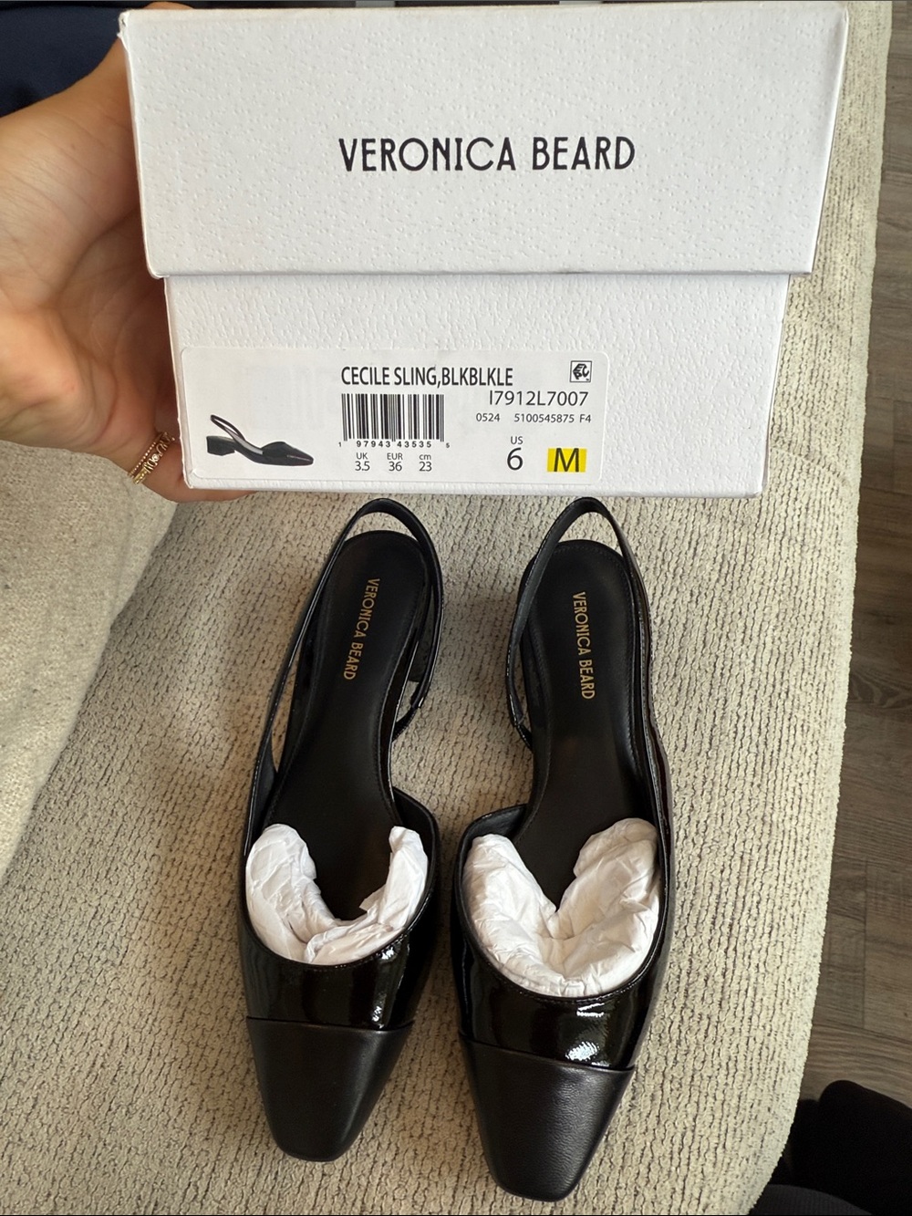 NWB Veronica Beard Black Cecile half d’Orsay Slingback - Picture 3 of 7